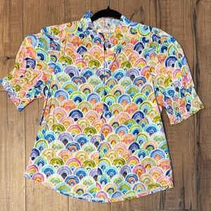 Joy Joy Multicolor Rainbow Button Down Shirt S